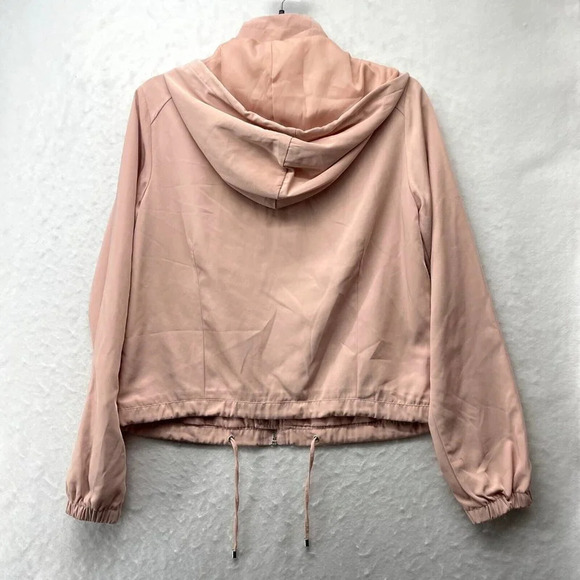 Forever 21 Jacket Women's Sz S Light Pink Full Zip Hooded Drawstring Long Sleeve - Picture 2 of 12